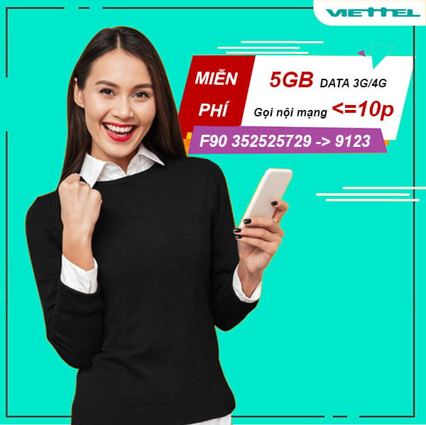 Gói F90 Viettel miễn phí 5GB Data & Miễn phí cuộc gọi dưới 10 phút