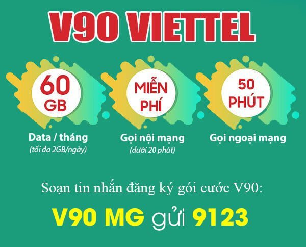 Gói V90 Viettel 2GB 1 ngày & Miễn phí cuộc gọi <= 20p