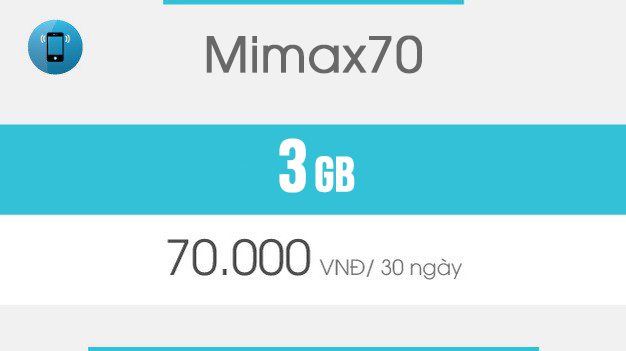 Gói Data 3G Mimax70 hạn dùng 1 tháng của viettel