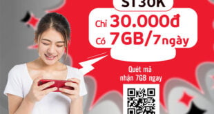 Gói ST30K Viettel tặng 7GB Data sử dụng 7 ngày chỉ 30.000đ