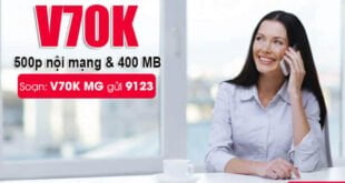 Gói V70K Viettel ưu đãi 400MB Data & 250 phút nội mạng trong 30 ngày