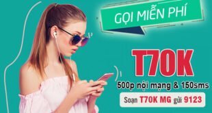 Gói T70K Viettel ưu đãi 500 phút gọi nội mạng & 150 tin nhắn