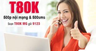Gói T80K Viettel ưu đãi 500 phút gọi nội mạng & 500 tin nhắn 1 tháng
