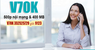 Gói V70K Viettel ưu đãi 400MB Data & 250 phút nội mạng trong 30 ngày