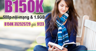 Gói B150K Viettel ưu đãi 500 phút nội mạng & 1.5GB & 500 SMS