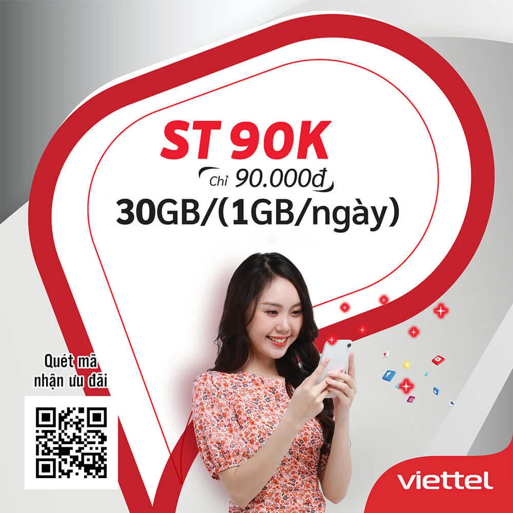 Gói ST90K Viettel miễn phí 1GB/ngày
