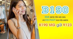 Gói B190 Viettel miễn phí 2GB & 515 phút gọi nội mạng/tháng