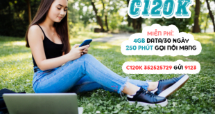 Gói C120K Viettel miễn phí 250 phút gọi nội mạng & 4GB Data/tháng