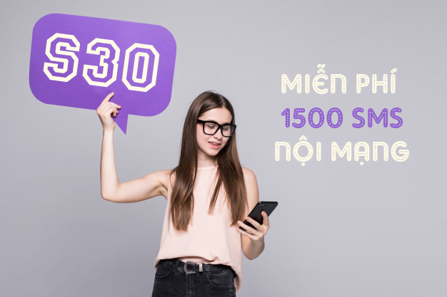 Gói cước S30 Viettel ưu đãi 1500 tin nhắn nội mạng giá chỉ 30k/tháng