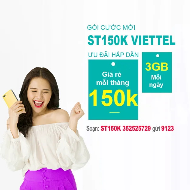 Cách đăng ký gói ST150K Viettel có 3GB/ngày & Miễn phí Data Viettel TV