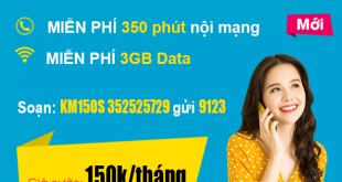 Gói KM150S Viettel - Miễn phí 350 phút nội mạng + 3GB Data