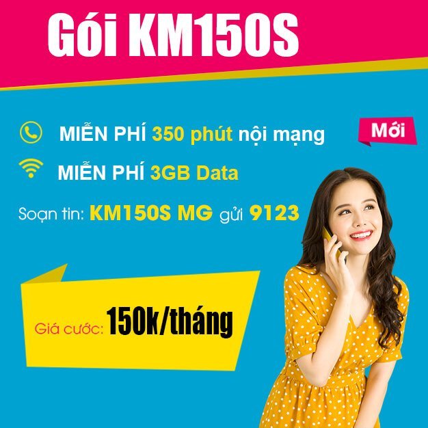 Gói KM150S Viettel - Miễn phí 350 phút nội mạng + 3GB Data