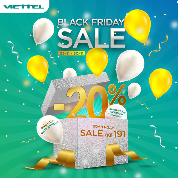 Siêu Sale Back Friday - Giảm ngay 20% phí đăng ký gói cước Viettel