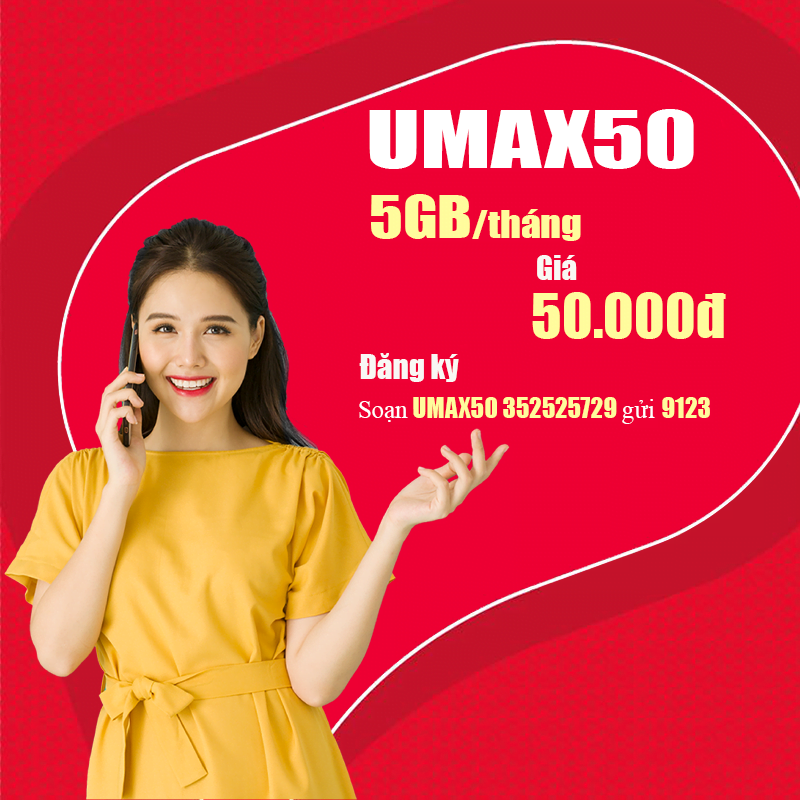 Đăng ký gói Umax50 Viettel có ngay 5GB, giá rẻ chỉ 50k/tháng
