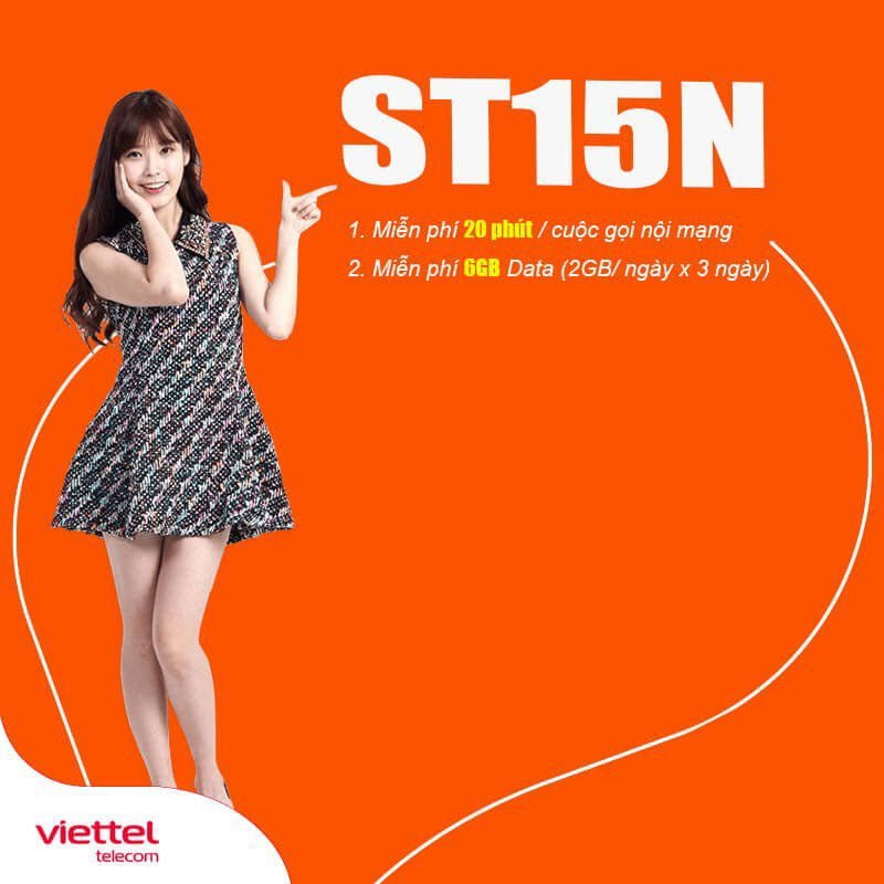 Đăng ký gói ST15N Viettel có 6GB, Gọi nội mạng miễn phí chỉ 15k/3 ngày