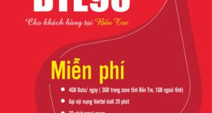 Gói BTE90 Viettel Miễn phí 4GB/ngày giá 90k 1 tháng cho KH Bến Tre