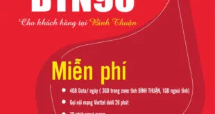 Gói BTN90 Viettel Miễn phí 4GB/ngày giá 90k 1 tháng cho KH Bình Thuận