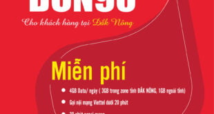 Gói DCN90 Viettel Miễn phí 4GB/ngày giá 90k 1 tháng cho KH Đắk Nông