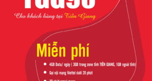Gói TGG90 Viettel Miễn phí 4GB/ngày giá 90k 1 tháng cho KH Tiền Giang