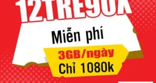 Gói 12TRE90X Viettel miễn phí 1080GB giá rẻ 1.080.000đ 12 tháng