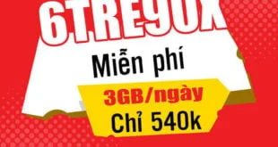 Gói 6TRE90X Viettel miễn phí 540GB giá rẻ 540k 6 tháng