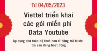 Từ 04/05/2023, Viettel triển khai các gói Youtube cho TB di động