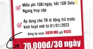 Gói SD70 Viettel miễn phí 1GB/ngày giá rẻ chỉ 70k 1 tháng