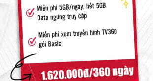 Gói 12SD135 Viettel miễn phí 5GB/ngày giá rẻ chỉ 1620k 12 tháng