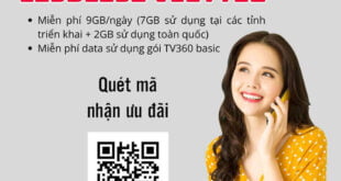 Gói 12SD125Z Viettel Miễn phí 9GB/ngày + Gói TV360 Basic