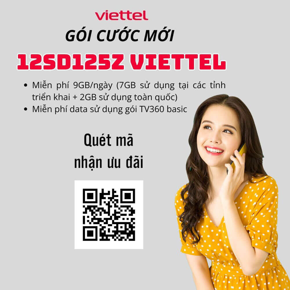 Gói 12SD125Z Viettel Miễn phí 9GB/ngày + Gói TV360 Basic