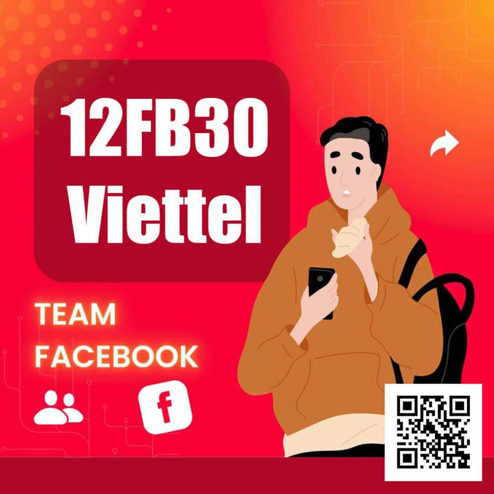 Gói 12FB30 Viettel miễn phí Data truy cập Facebook 12 tháng giá 360k