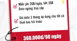 Gói 3SD120 Viettel miễn phí 2GB 1 ngày giá rẻ chỉ 360k 3 tháng