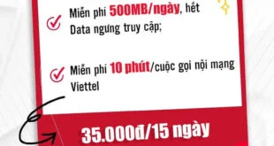 Gói V35B Viettel tặng 500MB/ngày, 10 phút/cuộc gọi nội mạng giá 35k