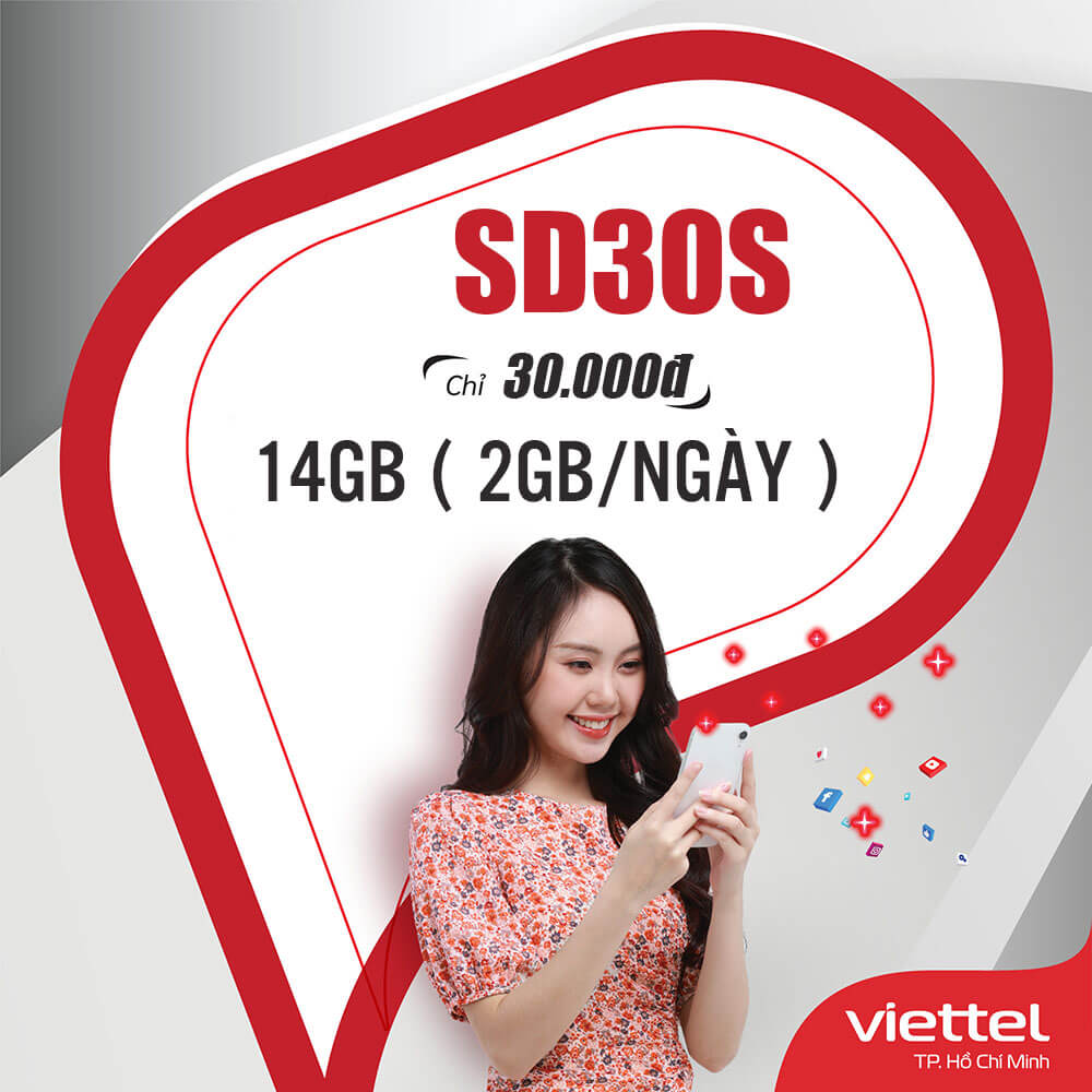 Gói SD30S Viettel miễn phí 2GB/ngày giá rẻ chỉ 30k 1 Tuần